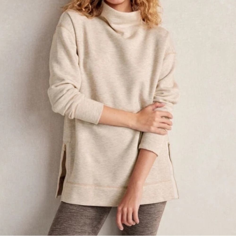 Haven Well Within Matching Mock Neck Elegant Cream Top And Jogger Pant Set